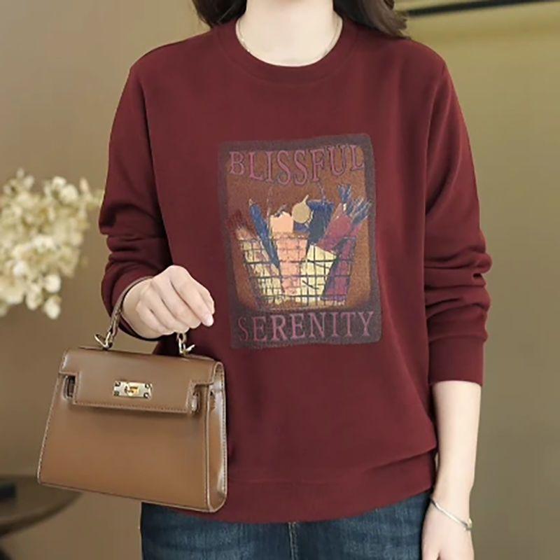 Damen Neuer Herbst Mode Bedrucktes Sweatshirt Lässig Locker Langärmeliges Unterzieh-Top