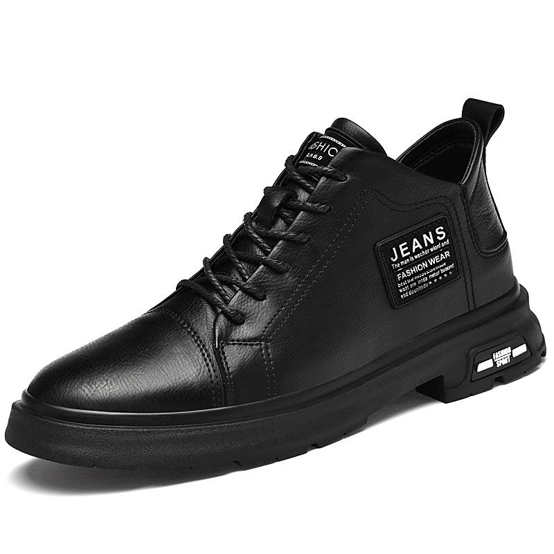 

Men s 7CM Height-Increasing Retro Casual Leather Shoes, Breathable Mid-top Design. 45