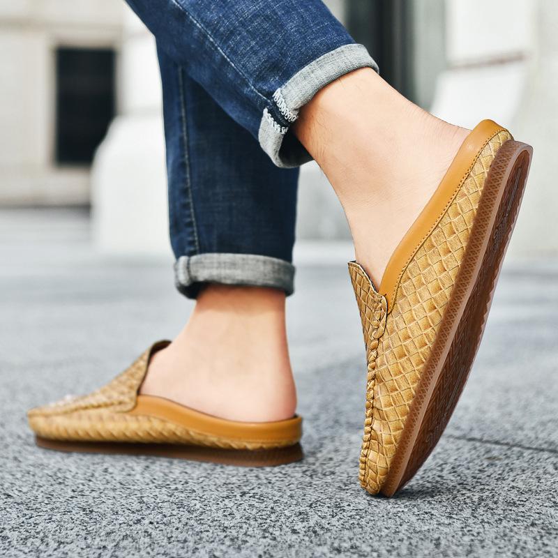 Large size popular single shoes versatile men's trendy shoes lazy shoes summer new Doudou shoes one-pedal driving shoes