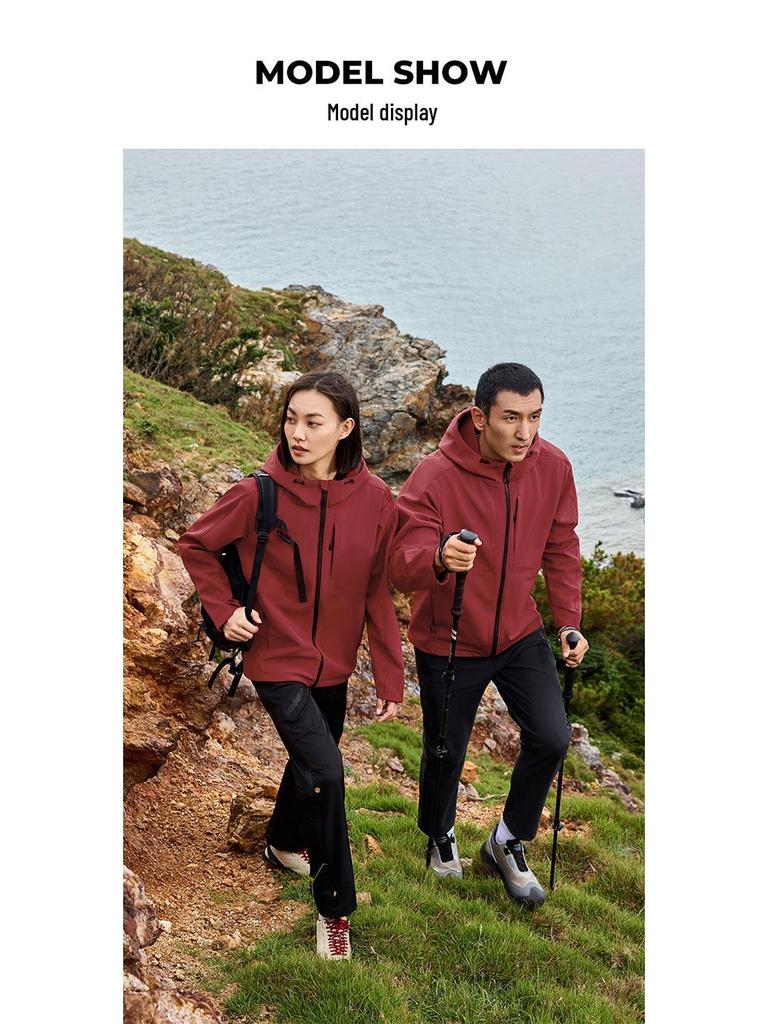 YKK Zipper Hooded Softshell Jacket - High Stretch, Waterproof, Anti-static, All-season Outerwear for Couples, Style D30