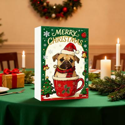 Dog Lovers Advent Calendar 24-Day Christmas Countdown Decoration 2D Flat Acrylic Dog Pendant Multifunctional Holiday Ornament