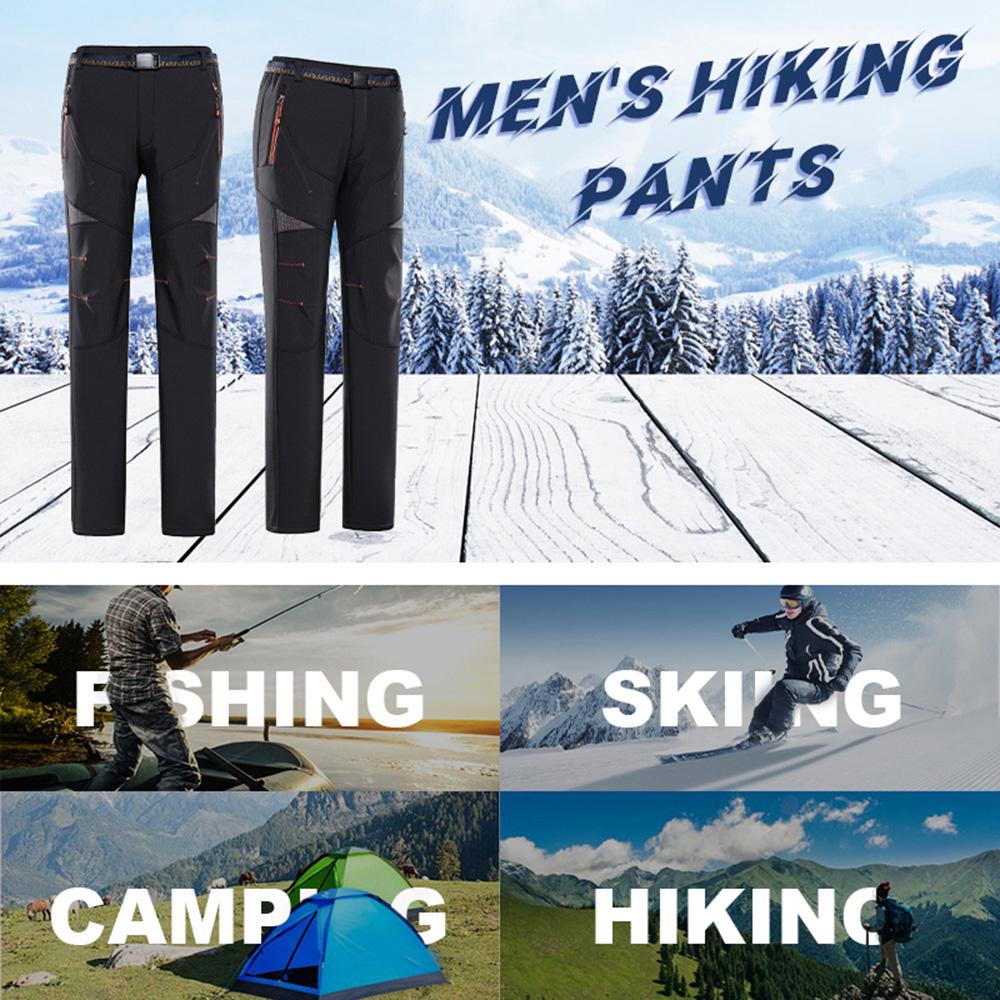 Women's Hiking Pants Fleece Removable Waterproof Windproof Mountain Trousers with Zipper Pockets Outdoor Camping Fishing Winter