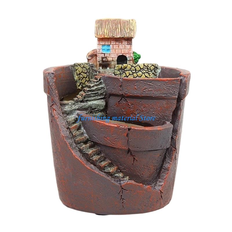 Y5GD Nordics Creative Round Succulents Flower Pot Lazy Succulents Pot Succulents Plant Mini Cartoon Resin Flower Pot For Stable