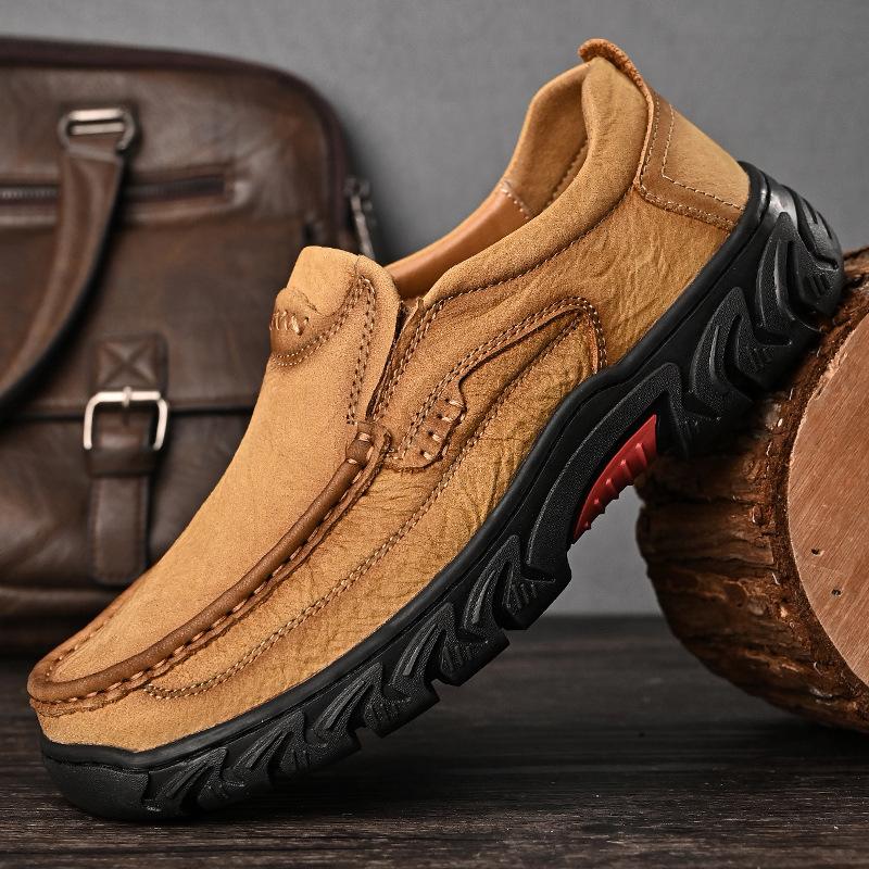

Foreign trade export hand-sewn leather shoes men s middle-aged and elderly father shoes size 46 widened and enlarged hiking and running shoes 46
