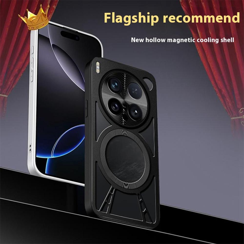 For vivo X200 Ultra 5G Case Magnetic Kickstand Hollow Heat Dissipation Silicone+PC+Metal Bumper Phone Cover