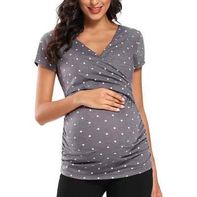 (SU)Women's Pregnant Maternity Fashion Short Sleeve Maternity Blouse Beautiful And Elegant T-Shirt