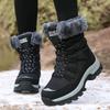 Women's Winter Fur Collar Fur One Padded Waterproof Fabric Cozy Warm Cold Lightweight Hiking Waterproof Anti-slip High Top Snow Boots