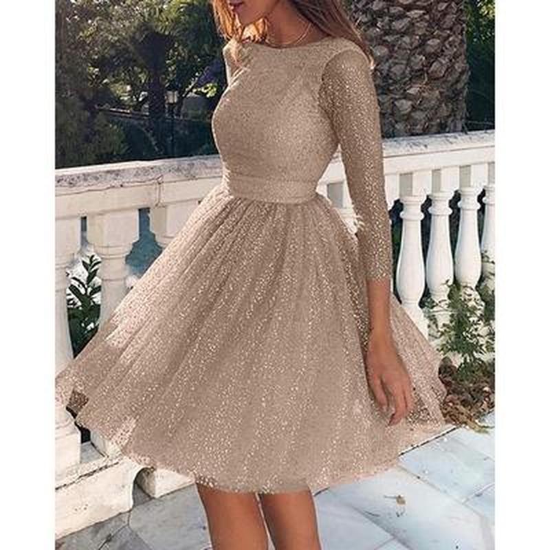 Rochie cu mânecă lungă pentru femei Rochie de seară cu talie înaltă Rochie pentru petrecere Cocktail Rochie subțire la modă pentru femei