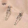 Cool Skull Earrings for Daily Wear 2Pcs Skeleton Women, Gothic Alloy Drop Earrings, Hypoallergenic Punk Edgy Statement Jewelry Women Dangle Halloween