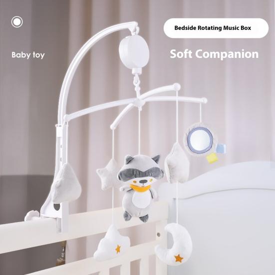 Baby Crib Mobile with Music & Rotating Toys Soft Plush Hanging Rattles for Newborns 0-3 Years Soothing Melodies for Nursery Stroller Bedtime