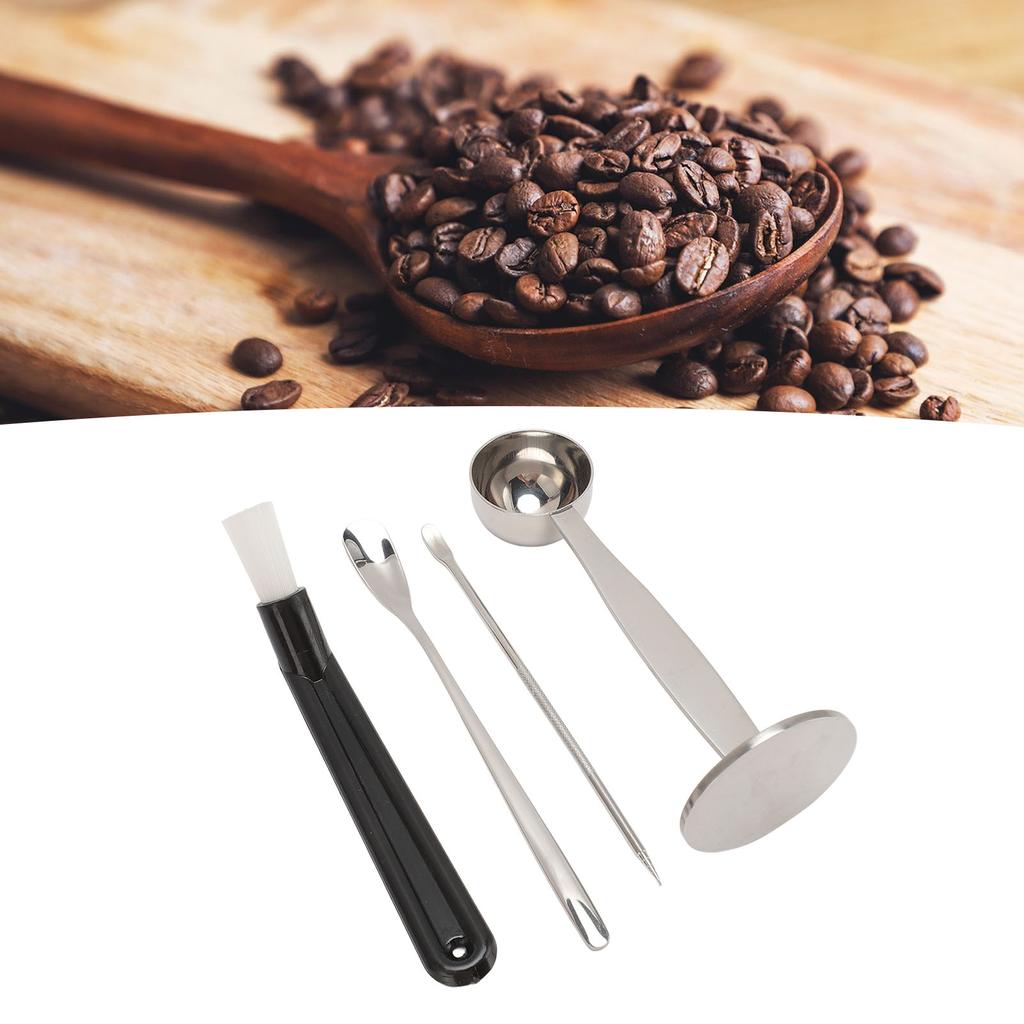 Coffee Tamper Spoon Stirring Spoon Coffee Art Pen Dual  Coffee Tamping Scoop Kit with Cleaning B