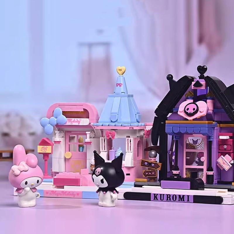 Genuine Keeppley  Building Blocks Street Scene Series Model  Mymelody Kuromi Splicing Toy Pompom Purin Gift
