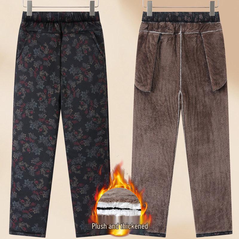 

Mom s Cotton Velvet Thick Warm Winter Pants for Elderly Women 2XL (100-115 jin)