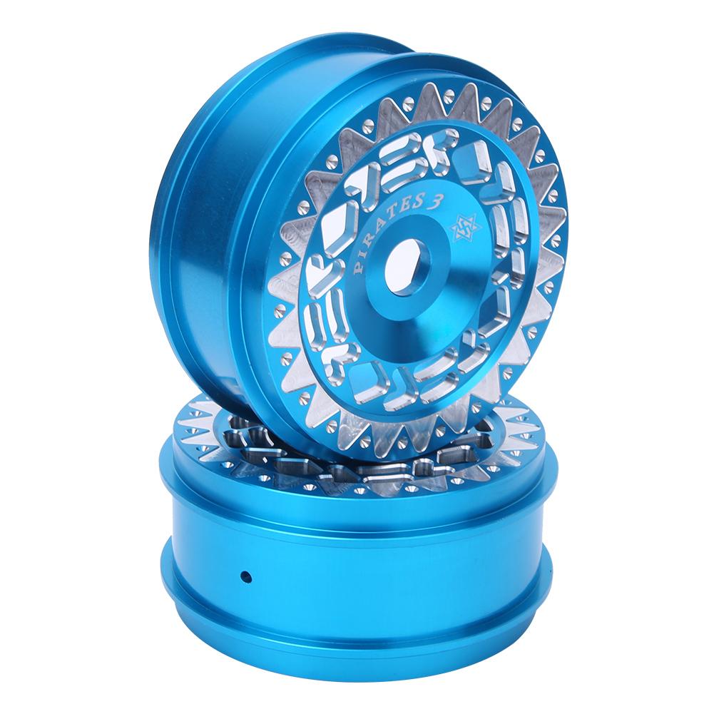 2Pcs Aluminium Alloy RC Car Wheel Hubs with Triangular Trim Fit for 1 8 Drifting CarBlue