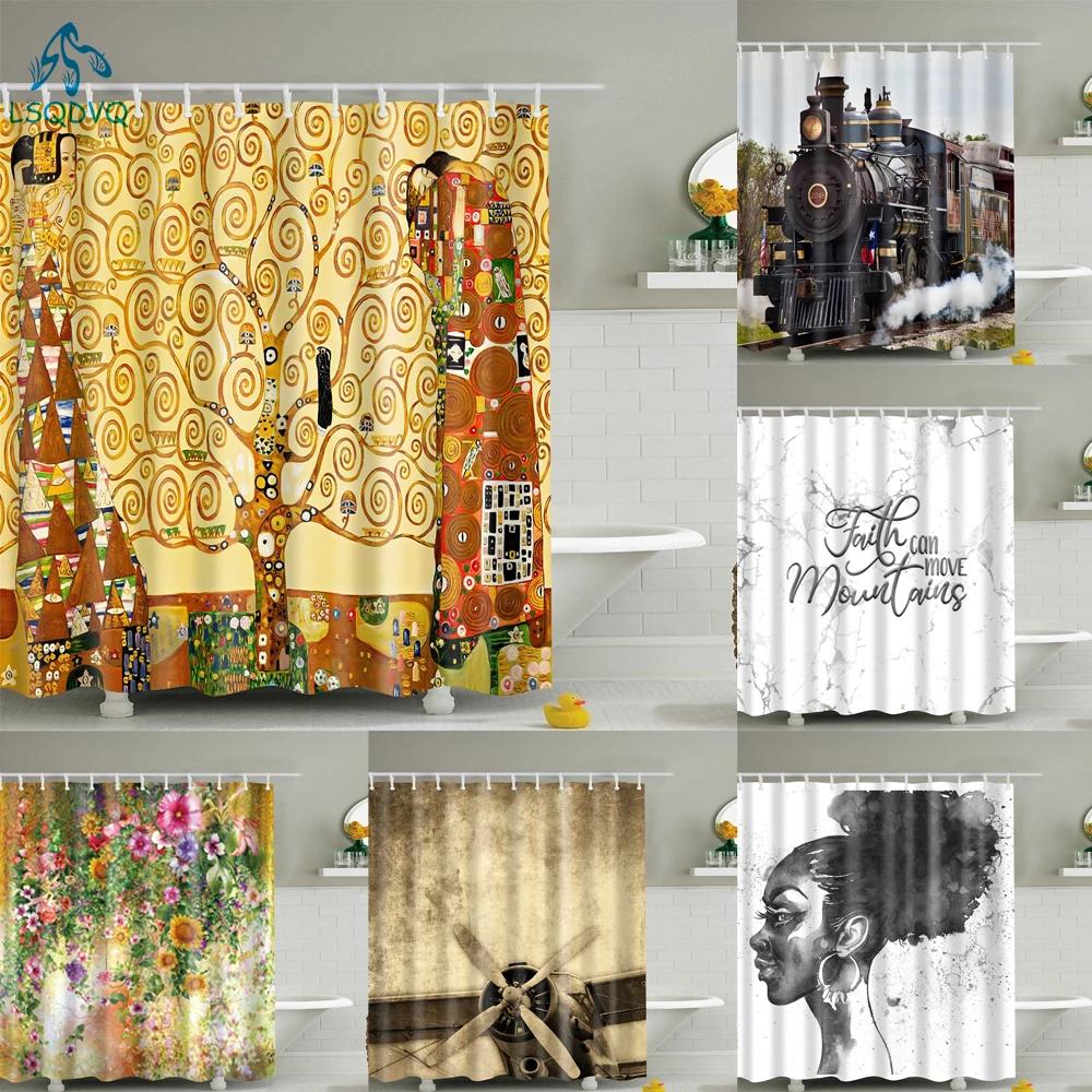 African Shower Curtain Different Types of Africa American Women Beauty Sexy Prints Fabric Polyester Bathroom Curtains with Hooks