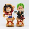 One Piece Q Version Ruffy Sanji Sitzende Haltung Actionfigur Modell Auto Desktop Ornament Zubehör Cartoon Dekor Spielzeug