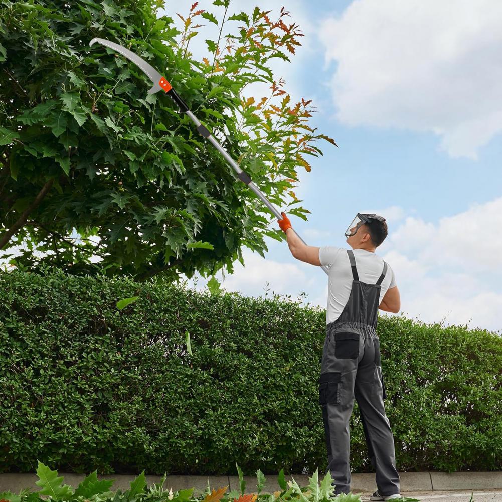 Telescopic Pole Saw for Tree Pruning – Manual Extendable Pruner with Adjustable Extension Pole, High Branch Cutter Tool