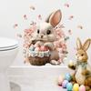 Easter Bunny with Eggs and Flower Basket Wall Sticker Self-Adhesive Removable for Bedroom Living Room Study Holiday Decor