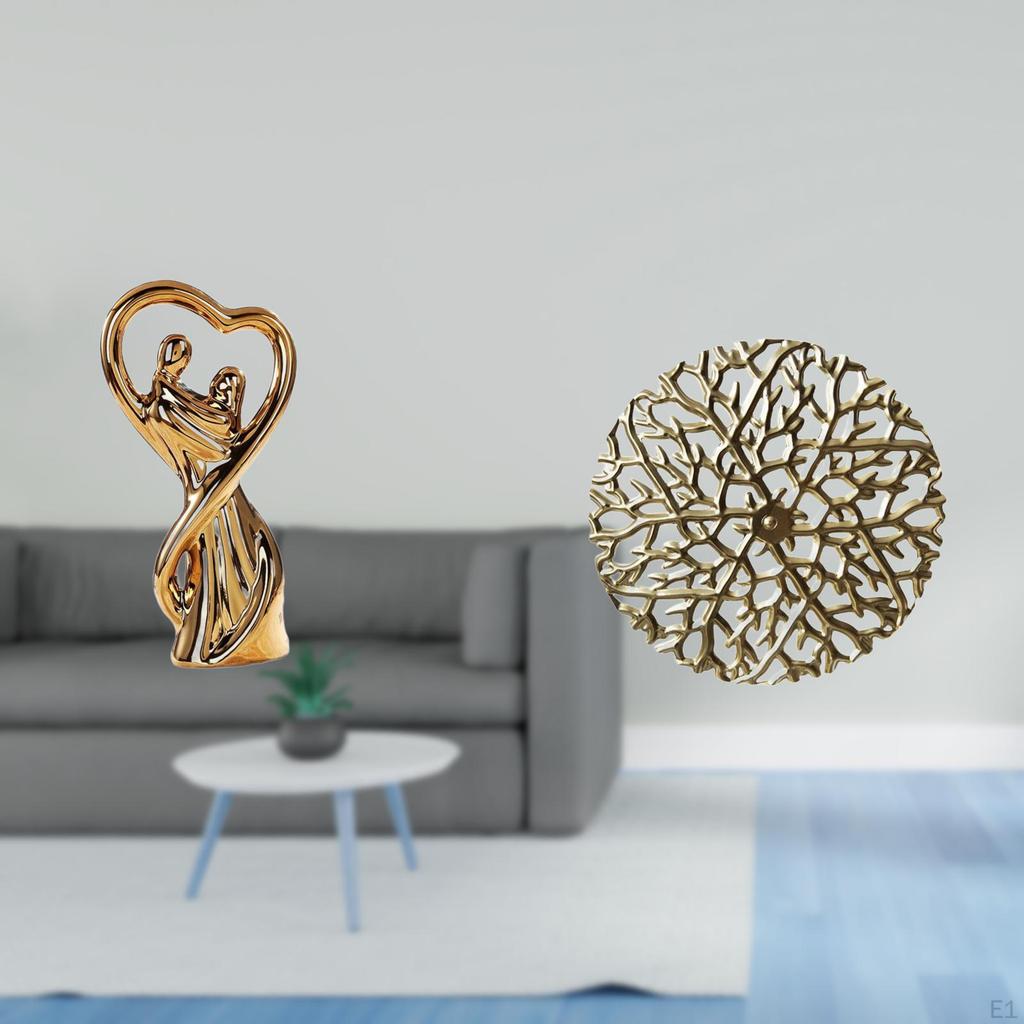 Romantic Lovers Sculpture Figurine Anniversary Gift with Rustic Metal Wall Art 3D Hanging Plaque for