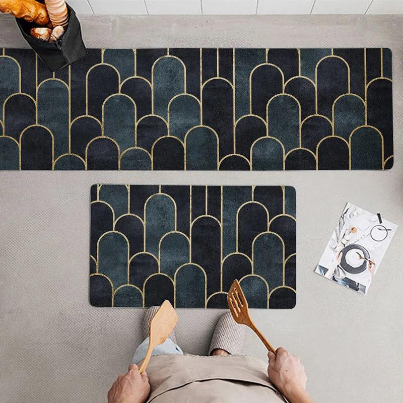2PCS Kitchen Mats Non-slip Absorbent Door Mats Bedroom Door Mats Bathroom Mats Put Grey Mats Home Door Carpets