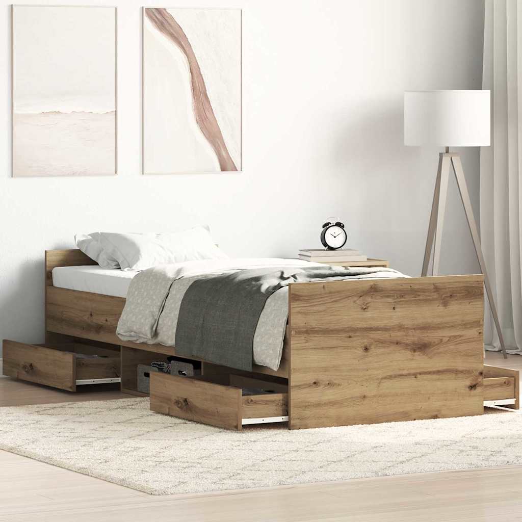 Artisan Oak Bed Frame 193 x 78 x 50 cm Engineered Wood