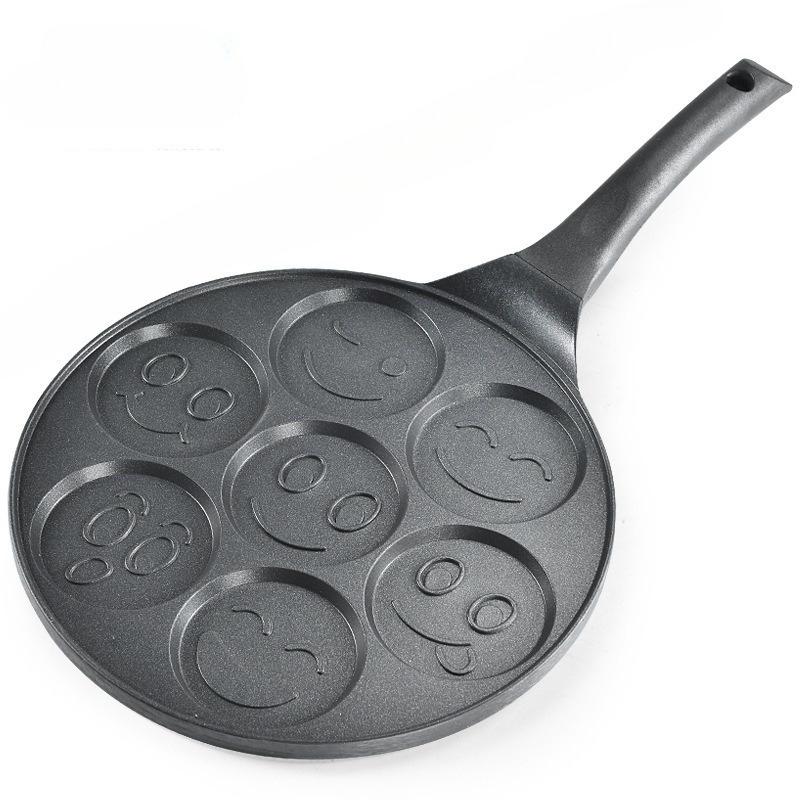 Seven-hole Pancake Pan Household Pan Aluminum Alloy Animal Smiley Breakfast Pot Bakelite Handle Non-stick Pan Fried Omelet Pan