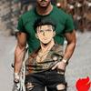 Man Anime Printed Casual Round Neck T-shirt Fashionable Comfortable Soft Breathable Minimalist Daily Large Loose T-shirt