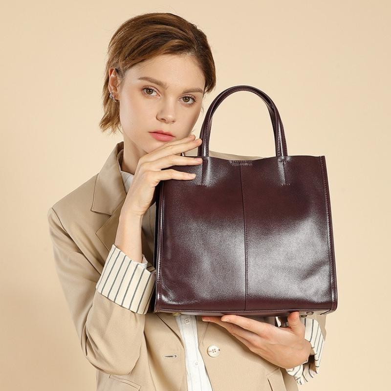 Retro-Tragetasche für Damen aus Rindsleder, Umhängetasche, großes Fassungsvermögen, Bucket Bag, Schultertasche