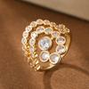 Luxurious Multi-layered Bezel-set Artificial Gemstone Ring Made of Copper for Ladies' Jewelry Suitable for Banquets and Weddings