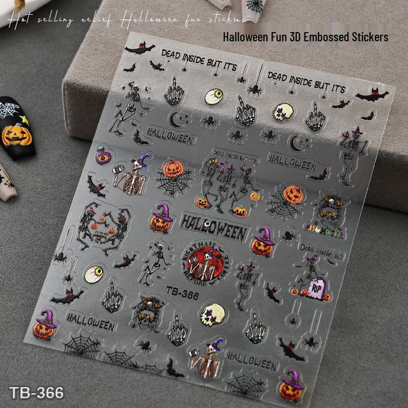 

3D Waterproof Halloween Nail Art Stickers - Pumpkins, Lanterns, Ghosts & Witches