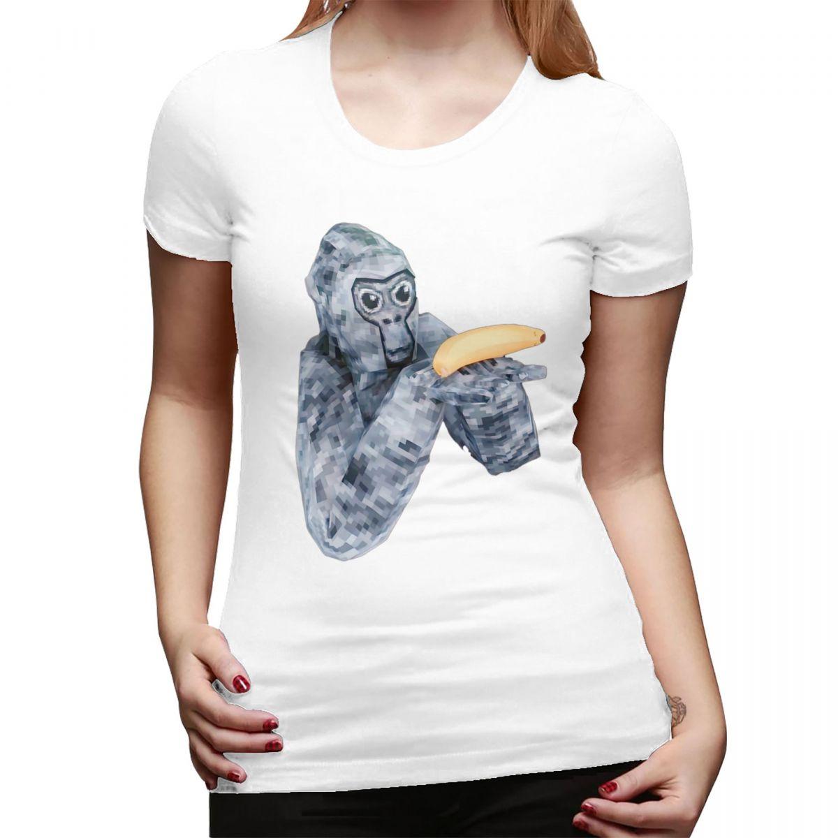 

Here Banana Gorilla Tag Banana Delivery TShirt for Women Round Neck Streetwear T Shirts Womens Short Sleeve Clothes Tops S
