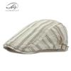 Japanese minimalist vintage striped beret for women, British retro duckbill forward hat for men, artistic young artist hat