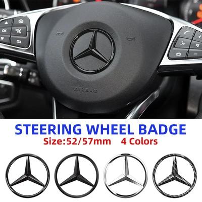 1pcs 52mm 57mm Car Steering Wheel Badge Emblem Sticker For Mercedes Benz W204 W205 W212 W213 W221 W177 W246 GLA GLC CLA A Class