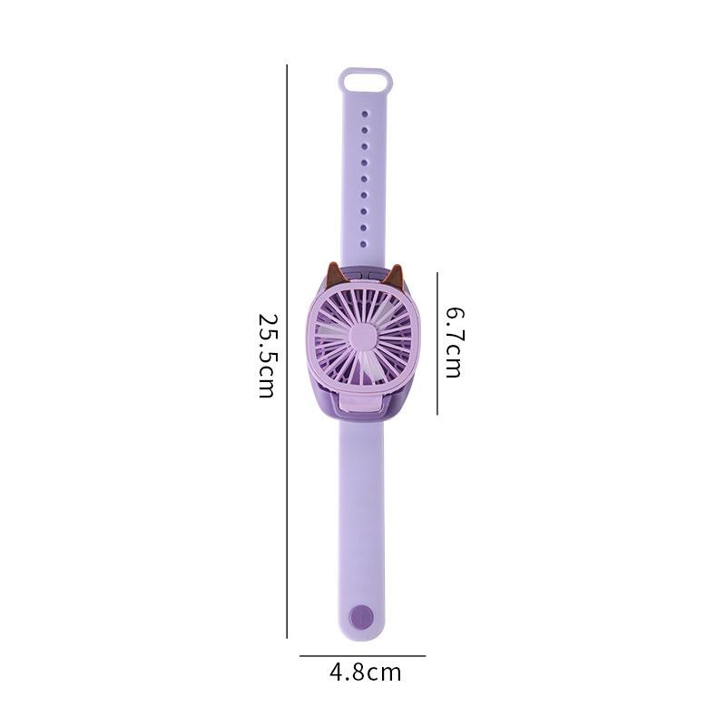 Watch Fan 1pcs Three-stage Wind USB Colorful Light Cartoon Mini Electric Fan Gift