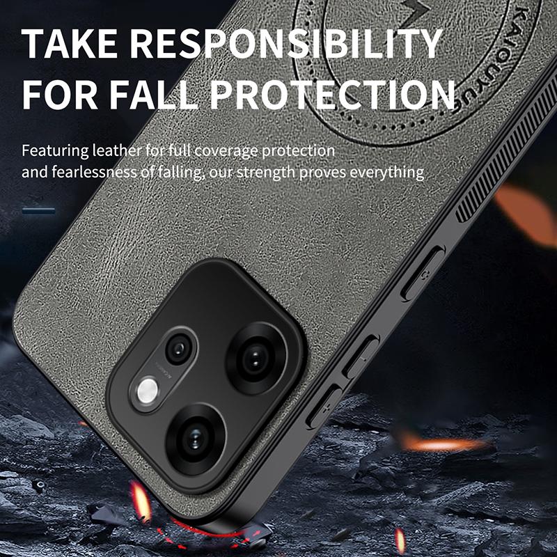 For OPPO Reno 14 Luxury Magnetic Wireless Charge Case For OPPO Reno 14 Pro Shockproof Matte Leather Back Cover Reno 14 F Shell