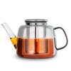 Easyworkz 1500ml Borosilicate Glass Teapot with Large Stainless Steel Strainer for Fruit, Herb, and Infusion Teas, Smoke Gray