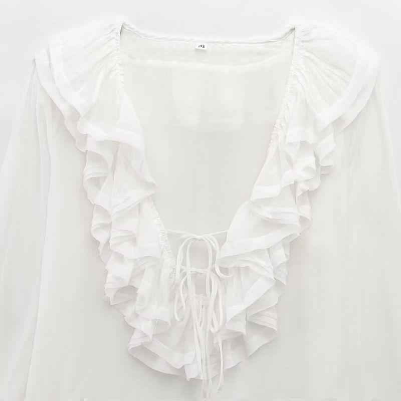 Kaslead New Arrival Women's Fashion Style Fashion Minimalist Laminated Decoration Long Sleeves Shirt 8544207