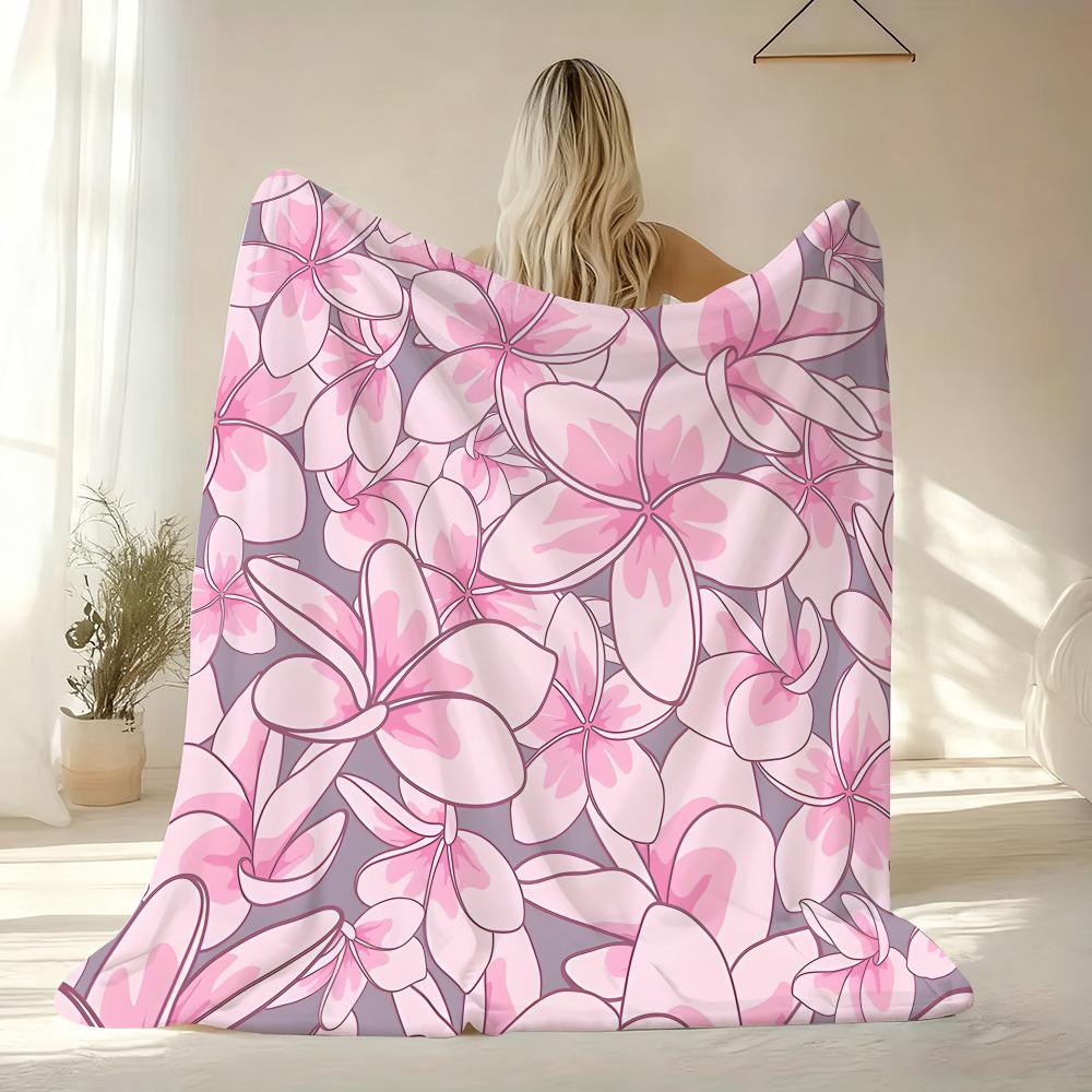 Plumeria Throw Soft Flannel AC Blanket Lightweight Summer Nap Throw Cozy Blanket for Sofa Bed Travel Home