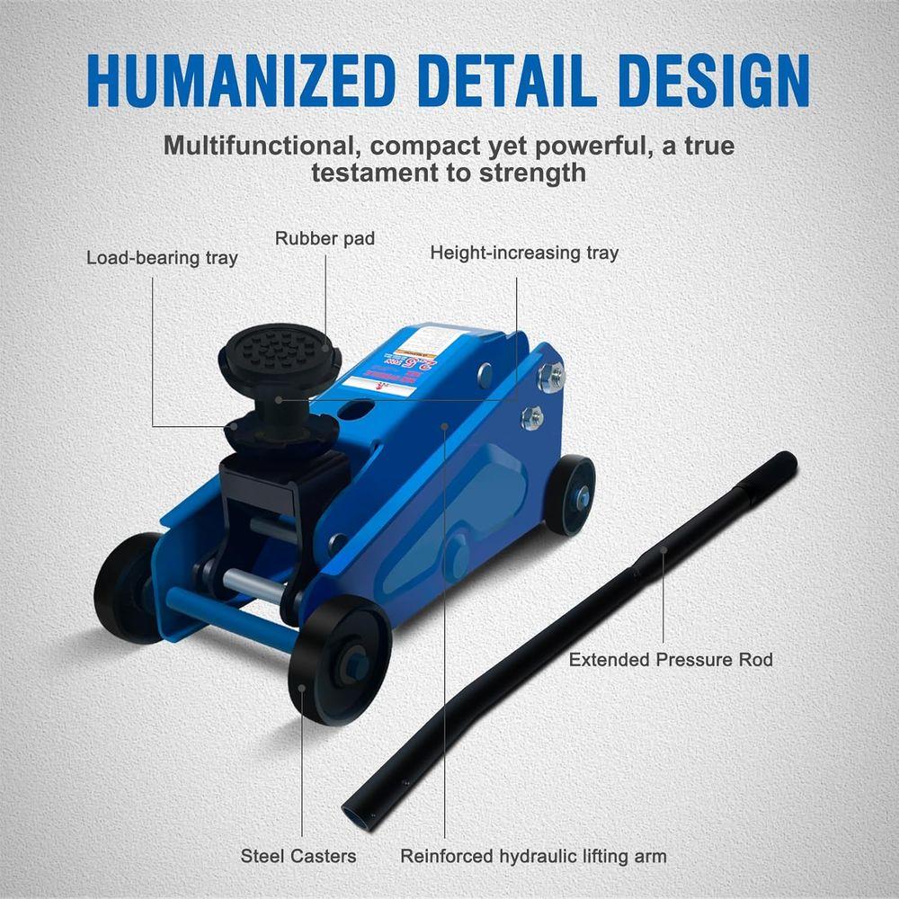 2.5 Ton Hydraulic Floor Jack with Heightening Gasket, 4.13-17 Lifting Range
