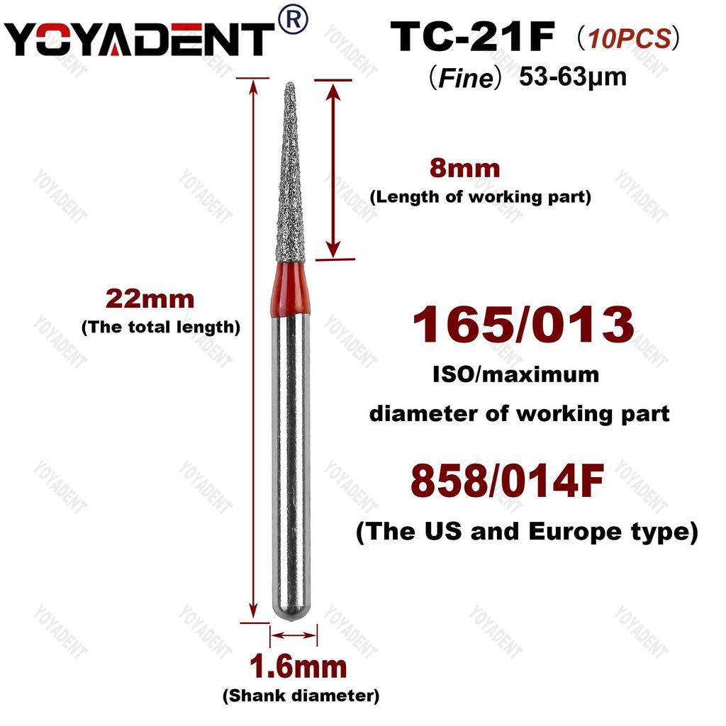 10Pcs/Pack Dental Diamond Burs Polishing Material SR TC Type Dia.1.6mm For High Speed Handpiece Teeth Whitening