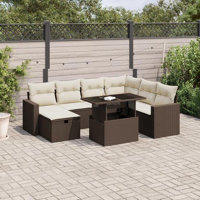 VidaXL Garden Lounge Set 8 Pcs with Brown Cushions Wicker 3274843