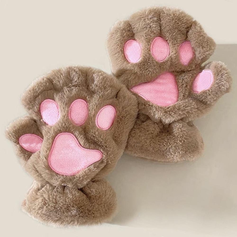 PP Cotton Bear Paw Mittens Soft Plush Cat Claws Gloves Gift Animal Fingerless Gloves  Keep Warm