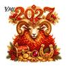 Decorative Lunar New Year Signs 2027 Window Cling, Red And Gold Zodiac Sheep Static Decals Chinese Glass Stickers for Doors, Non-adhesive Reusable