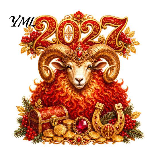 Decorative Lunar New Year Signs 2027 Window Cling, Red And Gold Zodiac Sheep Static Decals Chinese Glass Stickers for Doors, Non-adhesive Reusable