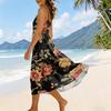 Ärmelloses Damen Maxikleid mit Spaghettiträgern, Farbverlaufdruck, Sommerlich, Fließend, Mehrlagig, Strandkleid, Lässig, Locker sitzend, Strandmode