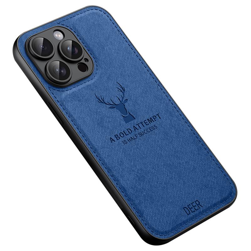 For iPhone 13 Pro Max Phone Case PU Leather Coated PC+TPU Deer Pattern Cover