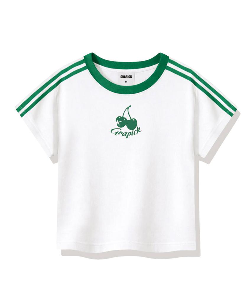 Geulapig Cherry Pick Semi-Crop Track Short Sleeve T-Shirt 6 Colors [Grse_6003]