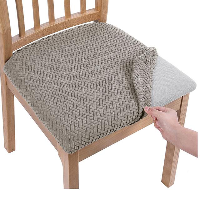 

Эластичные чехлы на обеденные стулья Т-образный жаккардовый чехол на подушку сиденья Съемный протектор стула Легко устанавливаемая банкетная вечеринка Кухня 1-PCS