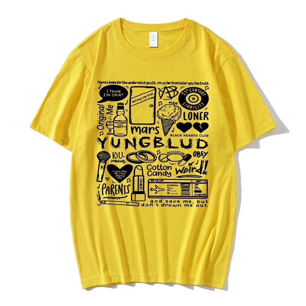 Tričko s potiskem Yungblud Unisex WoUnisex Oversize Tričko s krátkým rukávem Tričko s krátkým rukávem Hip-hopové tričko Grafika Unisex trička Streetwear
