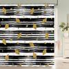 Modern Black And White Gold Star Pattern Print Shower Curtain With Hooks For Waterproof Durable Bathtub Curtains Bathroom Decor